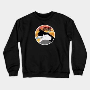 Vintage Tuxedo Cat Lets Go Outside Crewneck Sweatshirt